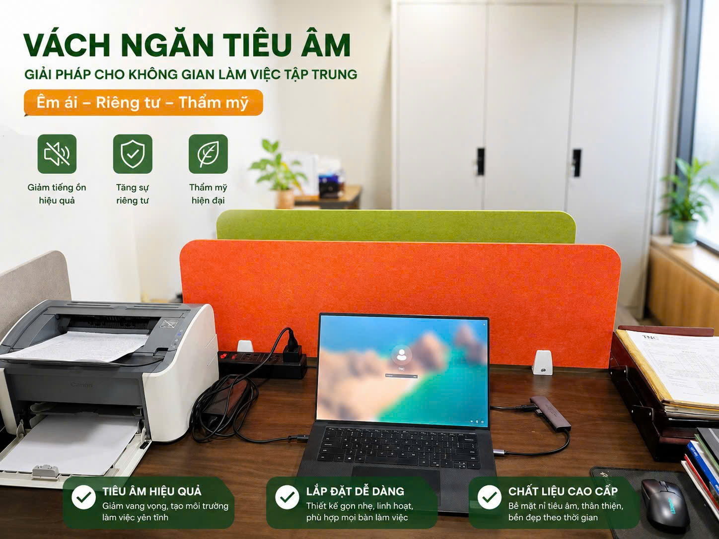 Vách ngăn tiêu âm bàn làm việc thế hệ mới