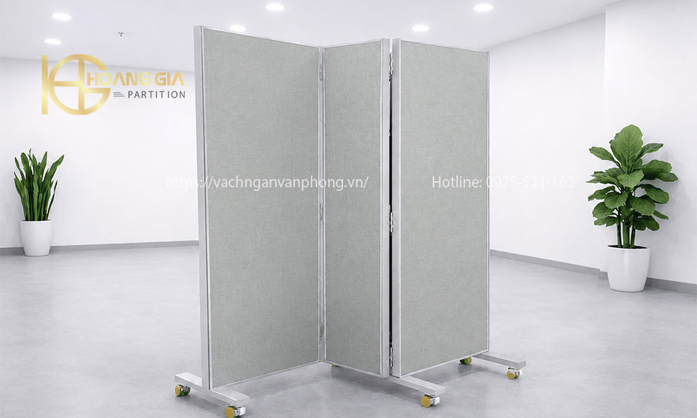 Vách ngăn di động có bánh xe gỗ NH446
